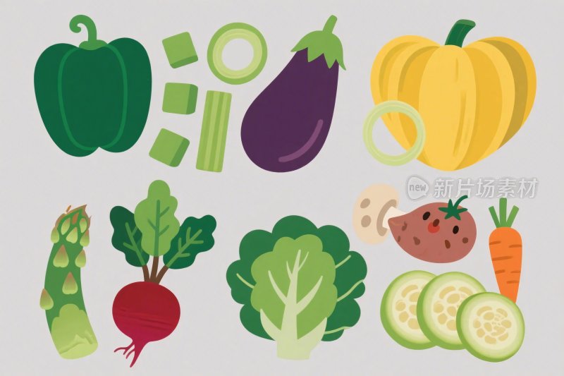 多彩蔬菜插画集合