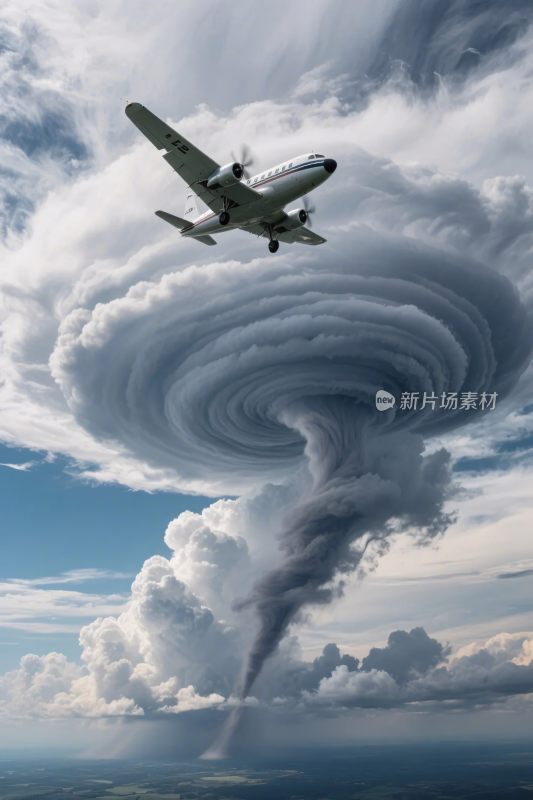 龙卷风与飞机空域场景
