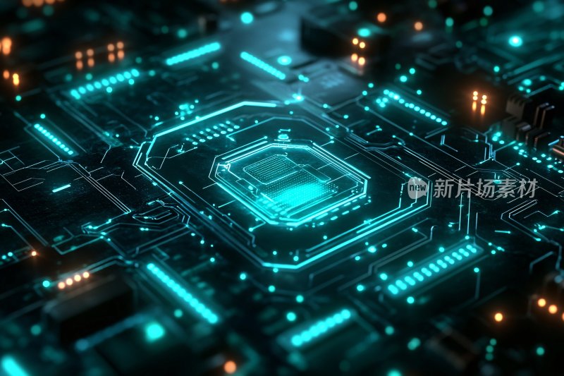 科技感芯片电路插画