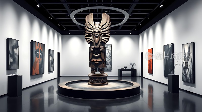 艺术殿堂雕塑与画作共舞