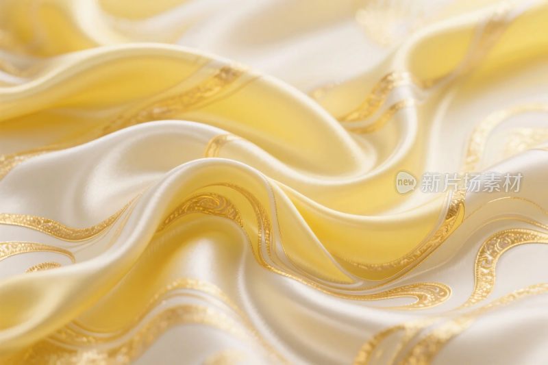 金色花纹丝绸特写