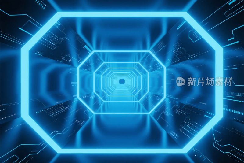 科技感蓝色科幻隧道