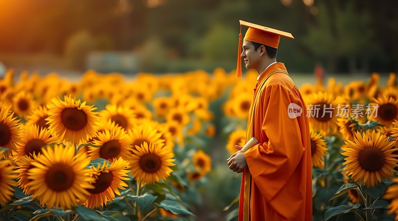 毕业季阳光下的向日葵与梦想