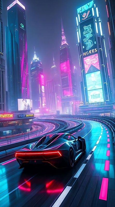 赛博朋克都市中的未来座驾