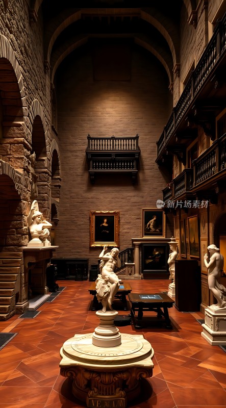 艺术殿堂雕像与画作共舞