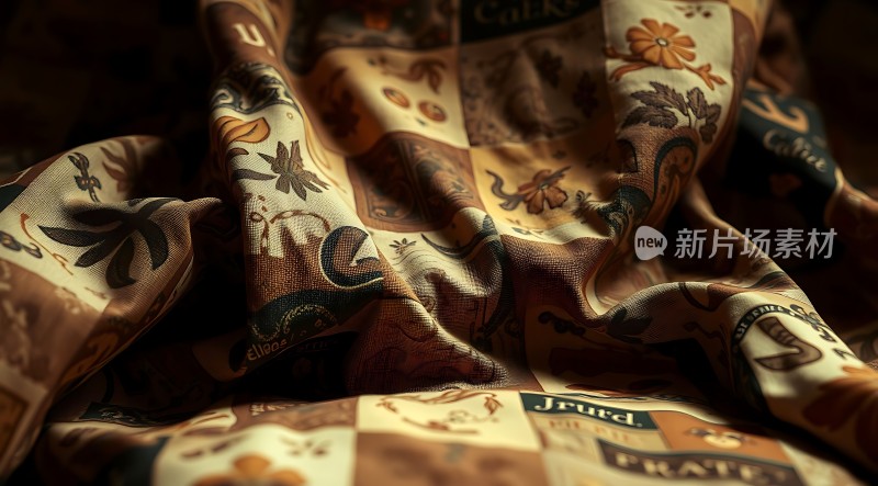 复古花纹布料特写