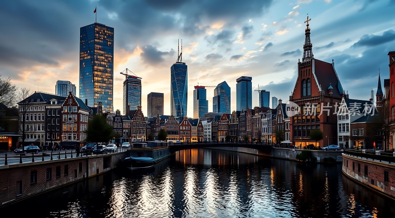 阿姆斯特丹夜景历史与现代交融的城市风光