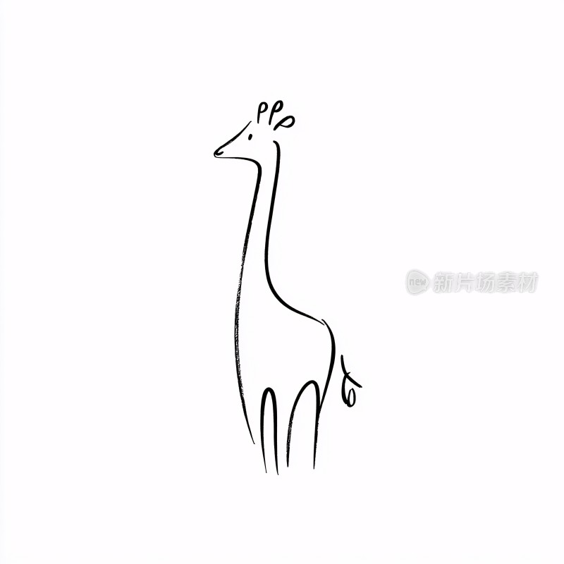 简约线条勾勒的长颈鹿插画