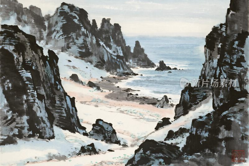 水墨山水风景插画
