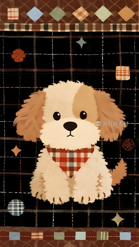 可爱小狗格子背景图