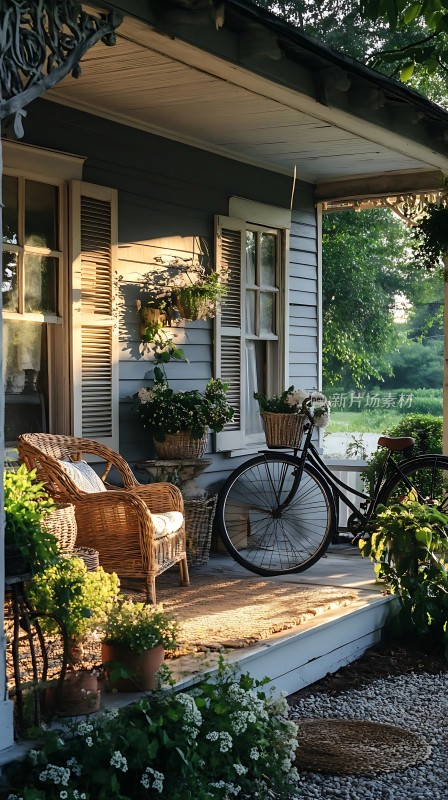 阳光午后宁静小院绿意盎然温馨宜人