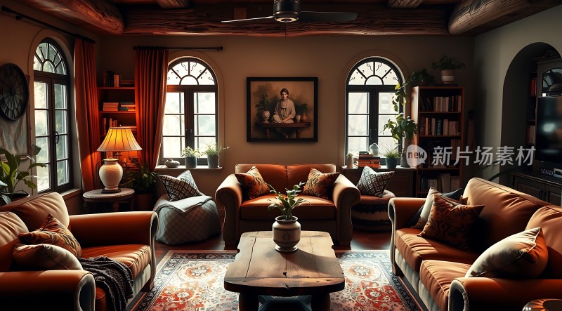 温馨客厅舒适沙发精美装饰自然光线