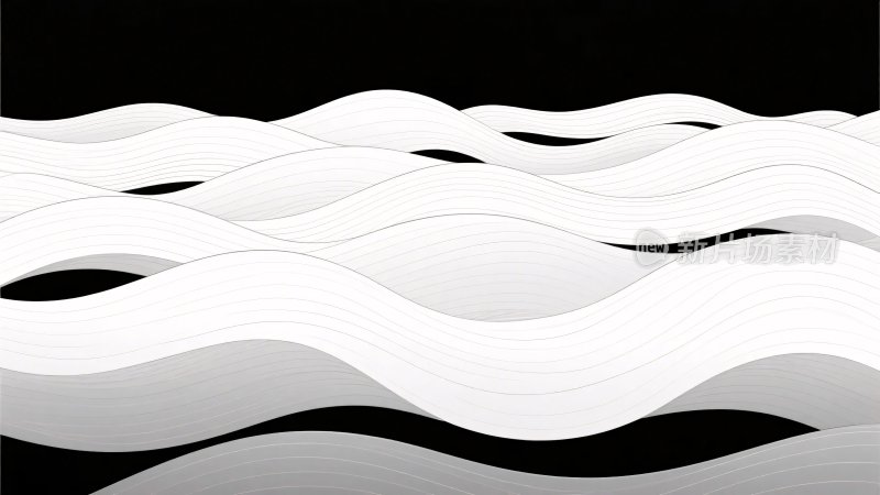 黑白波浪线条抽象图案