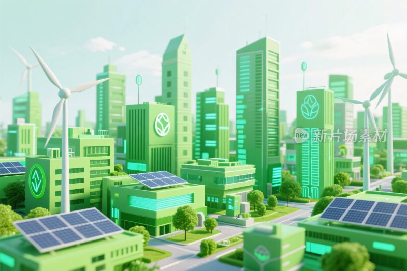 绿色环保未来城市插画