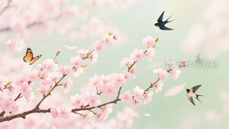 春日繁花飞鸟图