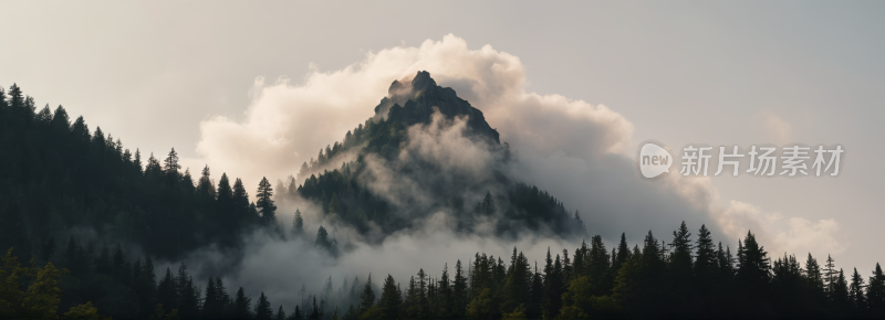 一座山一座非常高山峰高清风景横幅图片