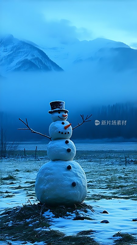 雪地里的快乐雪人