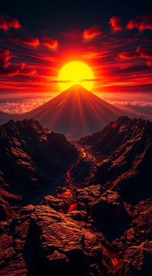 火山熔岩日落奇景