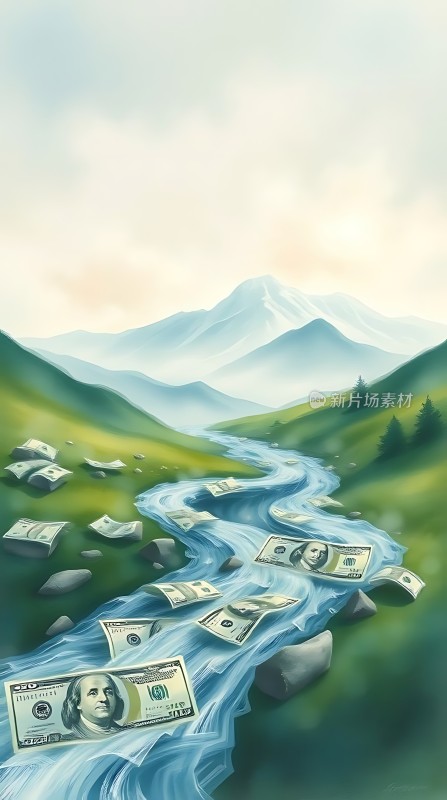 金钱河流过山间