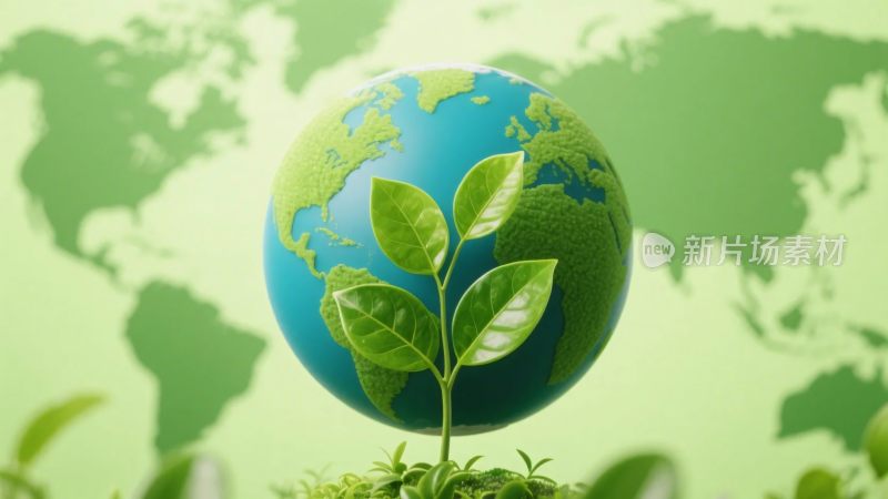 环保主题地球与植物插画