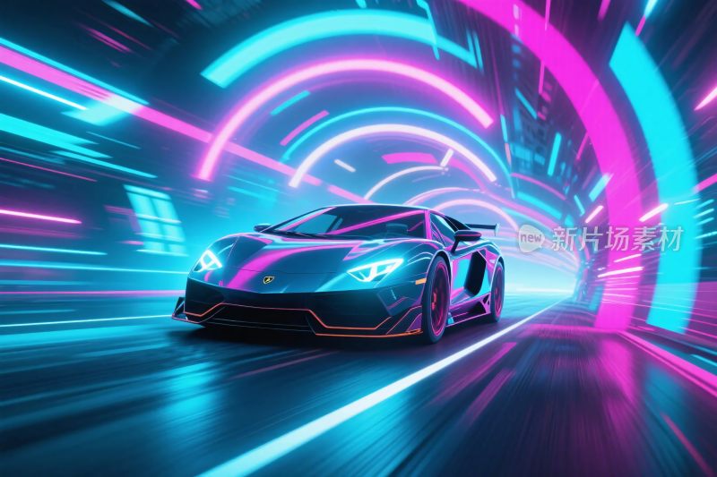 霓虹赛车未来隧道