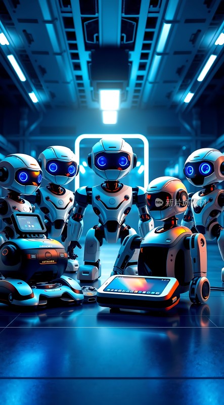 机器人团队协作未来科技感十足