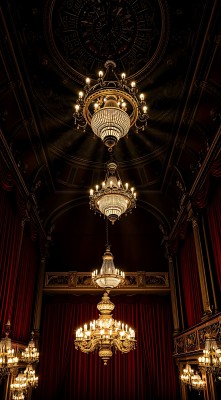 华丽吊灯映红幕布古典剧院尽显奢华 华丽吊灯映红幕布古典剧院尽显奢华