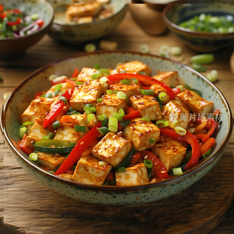 香辣豆腐配彩椒