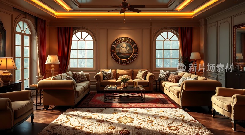 豪华客厅舒适沙发精美地毯优雅装饰