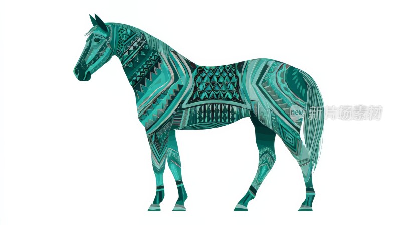 青色骏马剪纸 少数民族风苗绣苗族工艺品