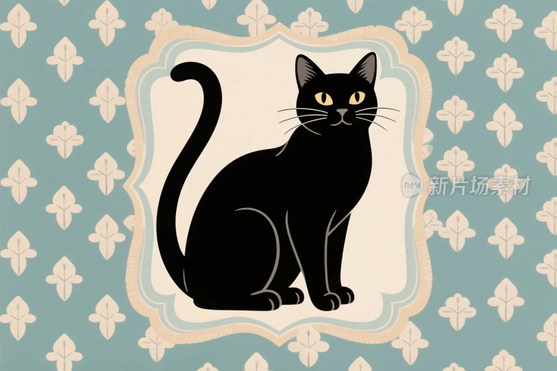 黑猫卡通插画