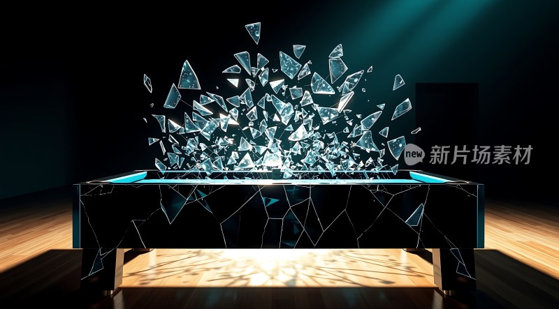 破碎玻璃桌