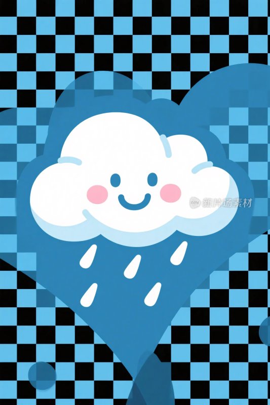 卡通笑脸云朵插画