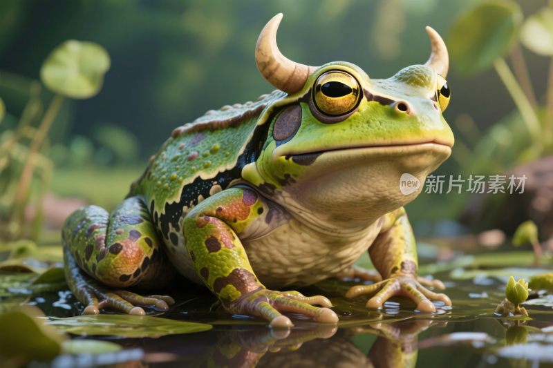 奇特带角的青蛙