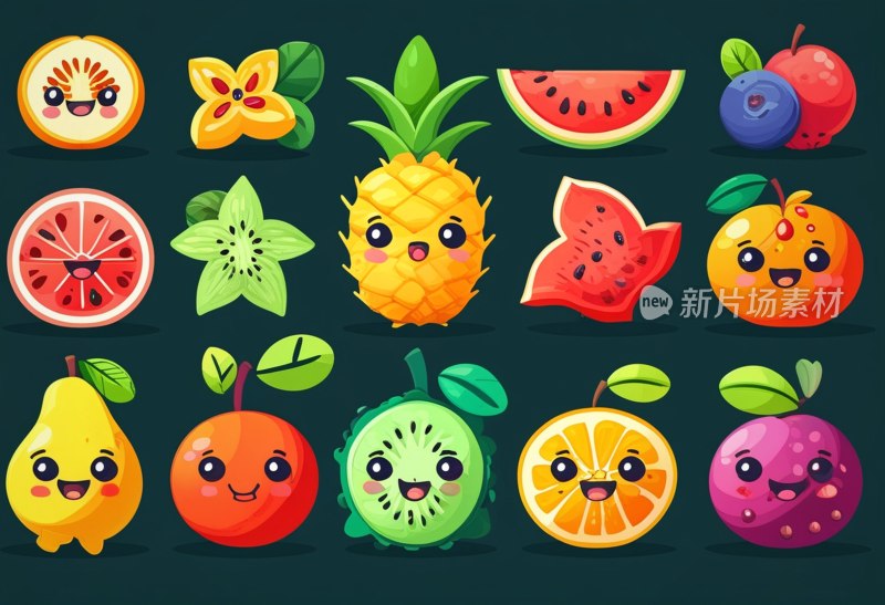 卡通水果图标集