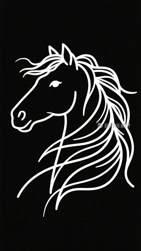 简约线条勾勒的马头图案
