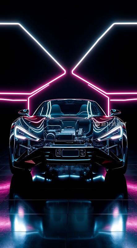 未来科技座驾霓虹灯下的速度与激情