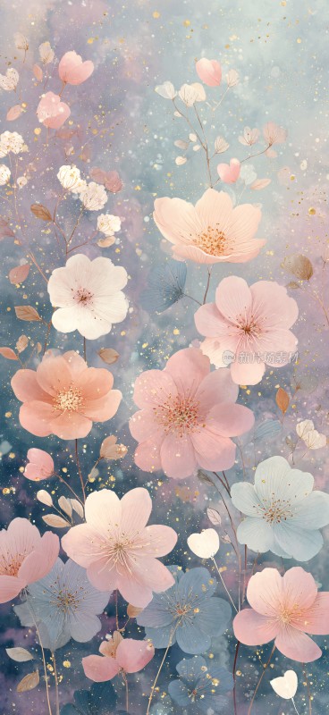 梦幻唯美的花朵插画