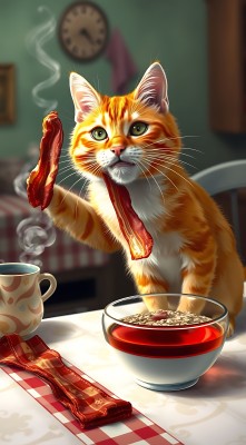 橘猫吃培根