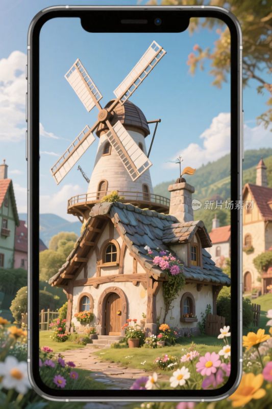 童话风车小屋插画