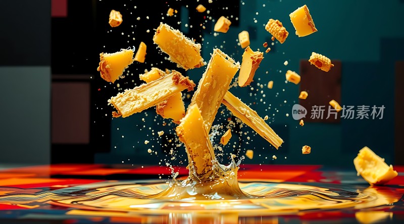 新片场素材 香蕉入水溅起水花