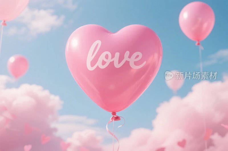 浪漫爱心气球图
