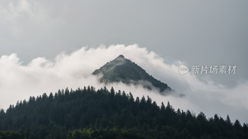 山的山顶覆盖着一朵云风景图片