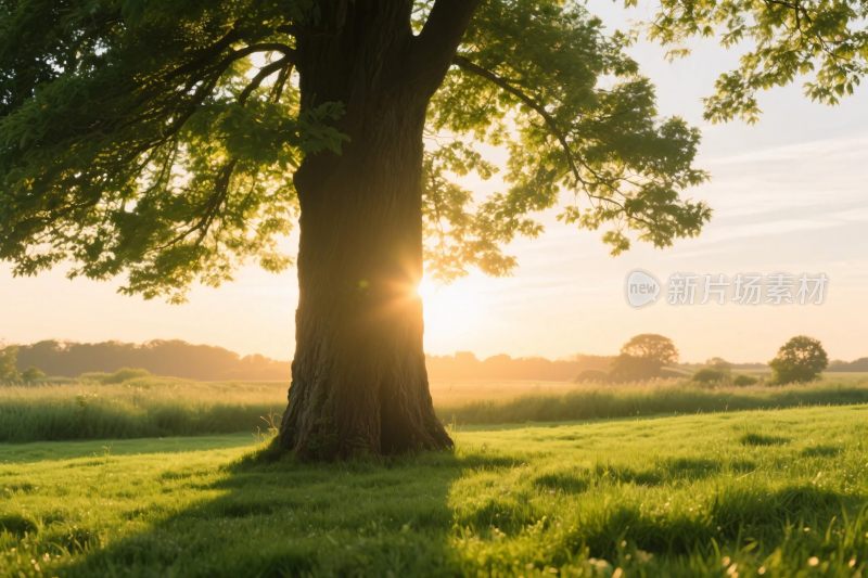夕阳下的古树风景