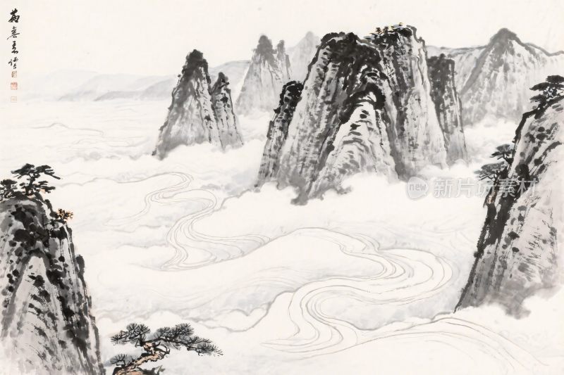 中国传统山水水墨画