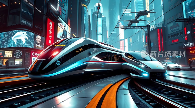 未来城市高速列车与科技都市