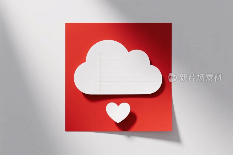 红色背景云朵爱心插画