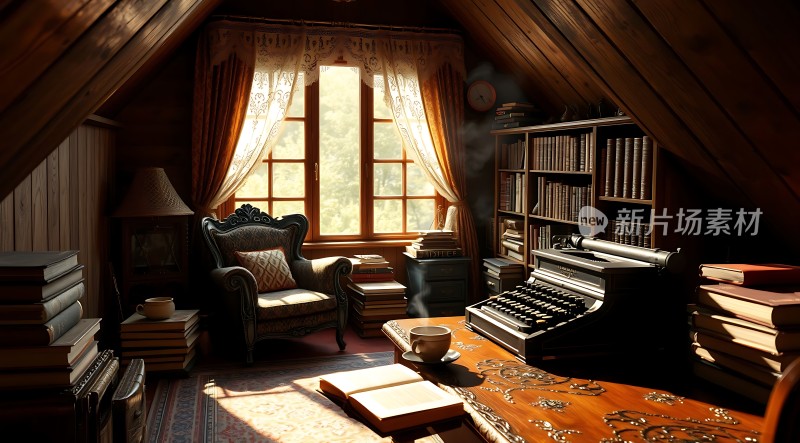 阳光下的古董书房