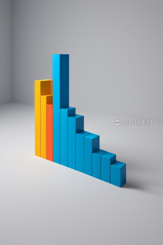 白色背景有蓝色和橙色的条形图高清图片