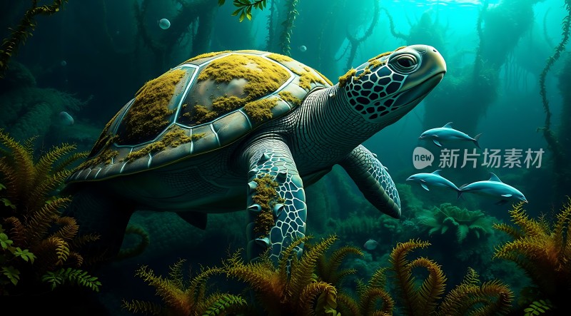 海龟与海洋生物共舞